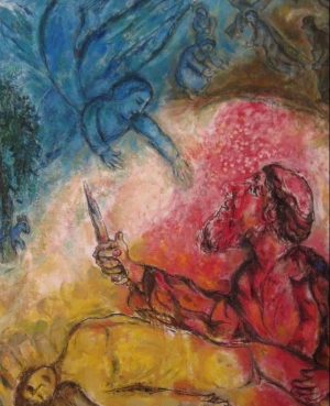 Prise de conscience.  Photo: Le sacrifice d&#039;Isaac. Abraham est placé dans une position d&#039;acceptation du sacrifice, sacrifice qui ne se produit pas, alors l&#039;enseignement réside dans la Prise de conscience de l&#039;acceptation du sacrifice auquel l&#039;individu est soumis (exploitation des peuples, fanatisme, guerres). &quot;... l&#039;idéal du sacrifice et de la douleur commute à l&#039;honneur et à l&#039;éloge des classes exploitantes, des ennemis de la joie et de l&#039;amour pour la vie&quot;.