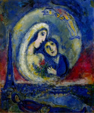 Les rêves entrent dans l&#039;activité créative de notre esprit, nous pourrions saisir leur but, si nous pouvions comprendre les attentes des hommes pour eux. Image - Symbolisme: le peintre considère le rêve comme un pont qui lui permet de rencontrer à nouveau sa femme. La Tour Eiffel allongée au-dessus de la tête du peintre (le rêve) représente l&#039;instrument par lequel le protagoniste relance les moments de sa vie partagés avec sa femme (le but).