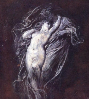 Significations de l&#039;Amour, l&#039;amour est la rencontre, la rencontre orgasmique, entre la mort et la vie. Si tu ne connais pas l&#039;amour, tu te laisses échapper le sens de la vie. Dans la photo, l&#039;amour entre Paolo et Francesca, Dante qui n&#039;a jamais pu aimer Beatrice (amour dans l&#039;avenir, est surpris en voyant les deux amants (amour dans le présent) qui voltigent légers, traînés par le vent, et s&#039;abandonnent à lui comme dans la vie ils s&#039;abandonnèrent à l&#039;amour. Francesca s&#039;adresse à Dante avec ces mots : « L&#039;amour qui force à aimer en retour...que, comme tu vois,... il ne m&#039;abandonne pas ». Francesca n&#039;a aucun sentiment de culpabilité pour s&#039;être abandonnée à la passion (… qui force à aimer en retour), elle n&#039;a rien à se pardonner, mais accepte la condition dans laquelle elle se trouve et revendique la grandeur du sentiment qui l&#039;a provoquée. Dante s&#039;émeut de l&#039;amour de Paolo et Francesca (ici et maintenant), sont conscients et fiers de leur amour. Malgré la vision médiévale de Dante en les plaçant dans l&#039;enfer, ils sont les seuls personnages de la Divine Comedie que la mort n&#039;a pas changé, s&#039;aiment comme ils s&#039;aimaient en vie. À remarquer que Francesca s&#039;identifie comme l&#039;acte (Amour) et pas comme l&#039;acteur.